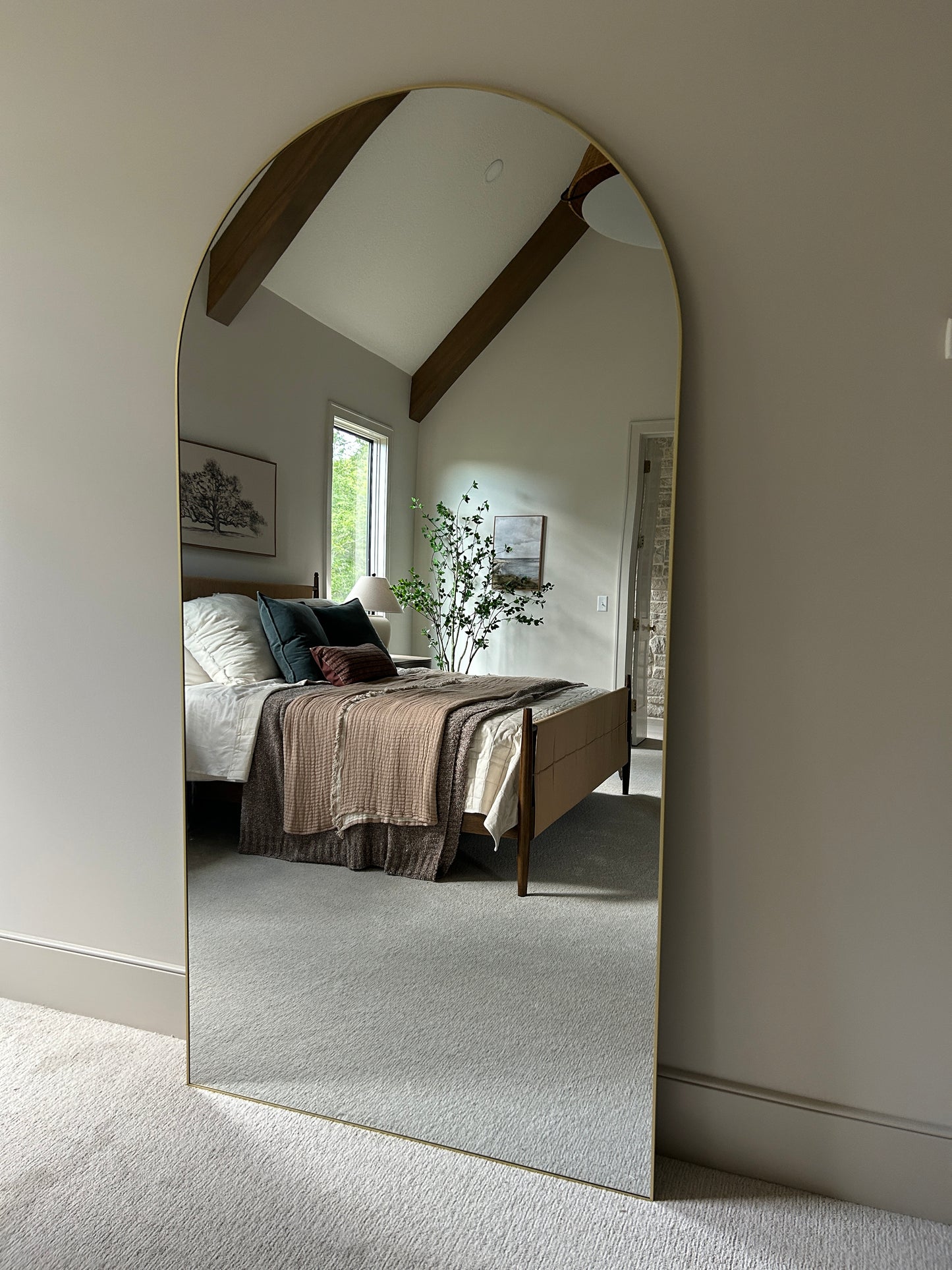 Full Length Arched Gold Mirror