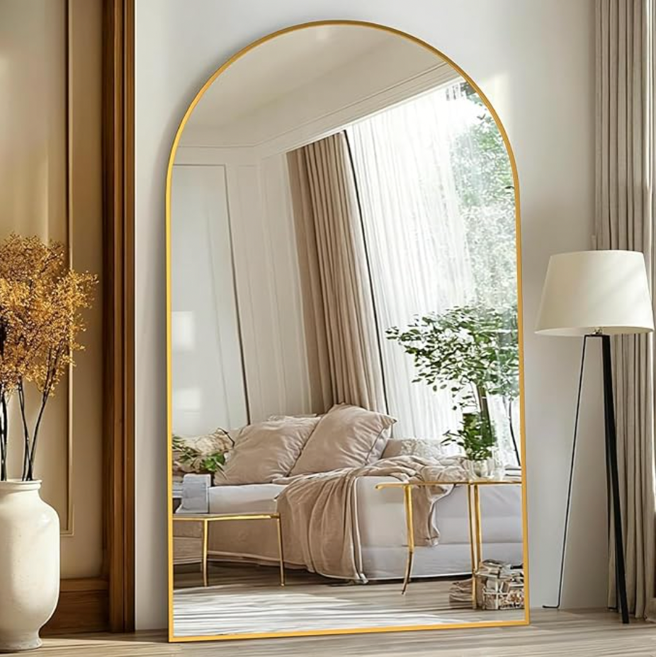Full Length Arched Gold Mirror