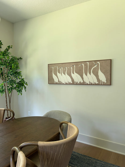 Large Framed Cranes Canvas Print