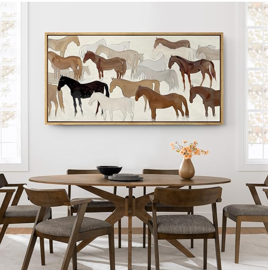 Large Framed Canvas Print of Horses