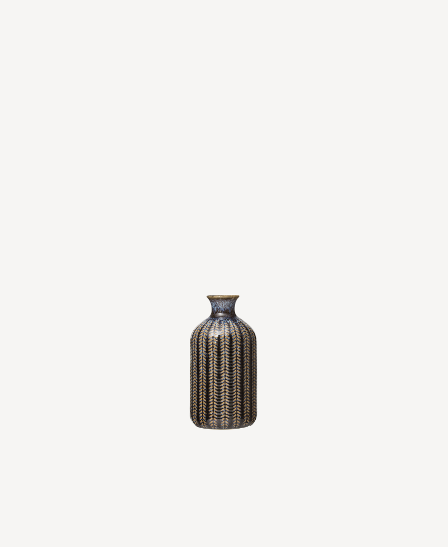 Embossed Stoneware Vases with Glaze